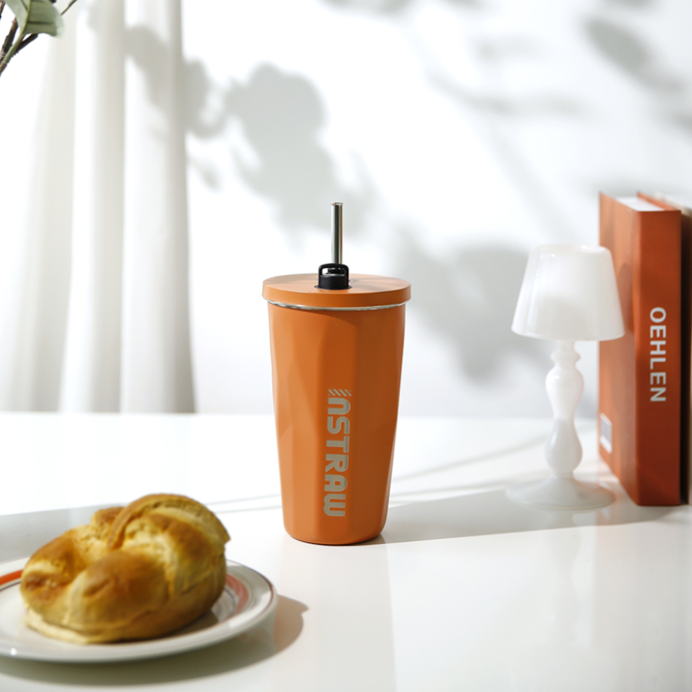 빨대텀블러 대용량 스텐빨대 인스트로 보온컵 보냉컵 사무실 차량용 500ml : 홈즈 시즈닝