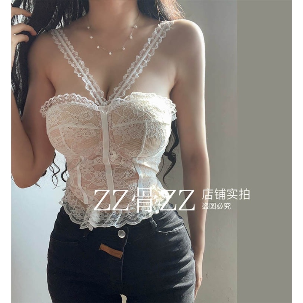 홀복 섹시 레이스 오프숄더 튜브탑 탱크탑 : 케이에스제이