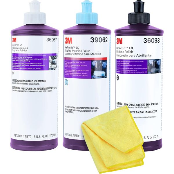 3M Perfect It 버핑 및 폴리싱 키트 | 36057 39062 36093 파인트 러빙 컴파운드, 기계 광택제, 초미세 광택제 자동차 광택 캥거루밴드... 