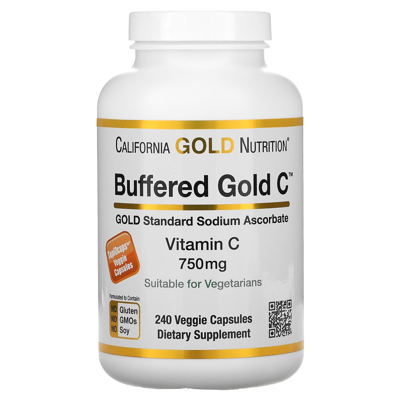 캘리포니아골드뉴트리션 Buffered Gold C 아스코르브산 나트륨(비타민C) 750mg 베지캡슐 240정 : WE글로벌허브