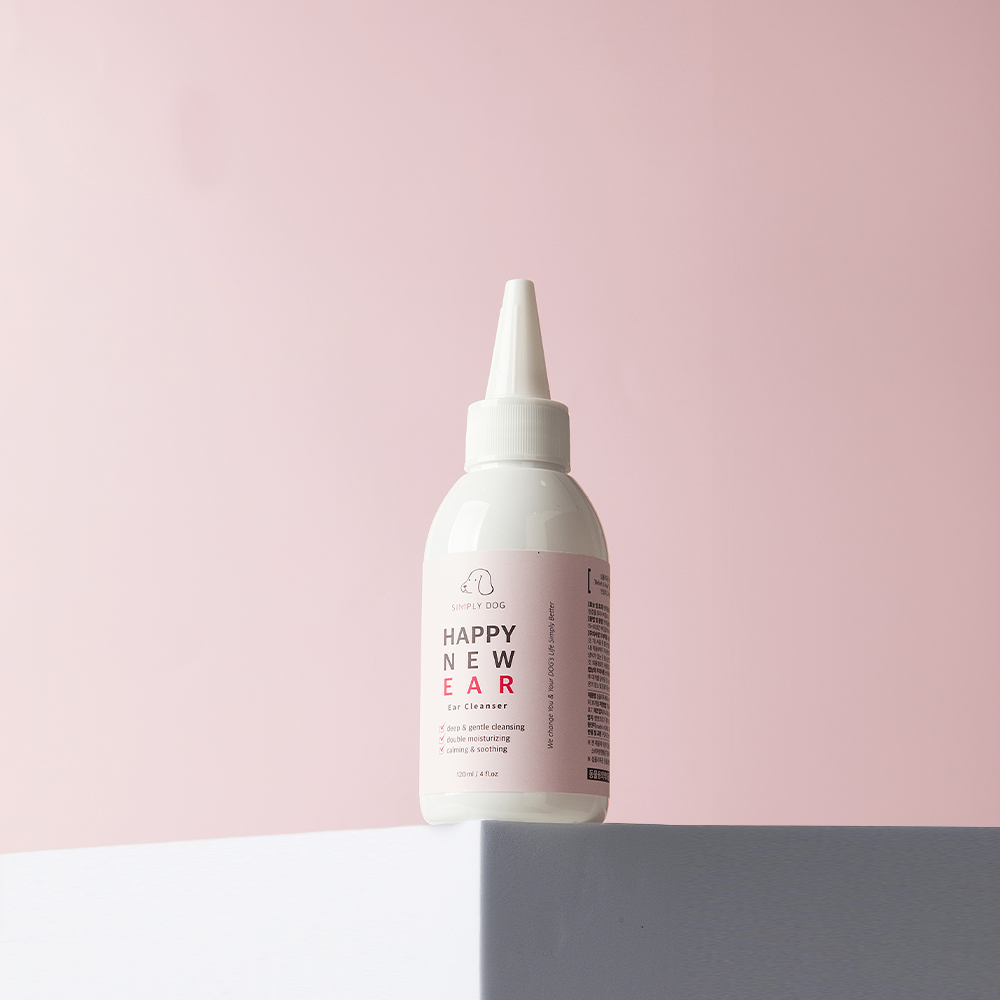 해피뉴이어 저자극 항균 이어클리너 강아지 고양이 귀청소 냄새 귓병예방 120ml, 1개 : 심플리독