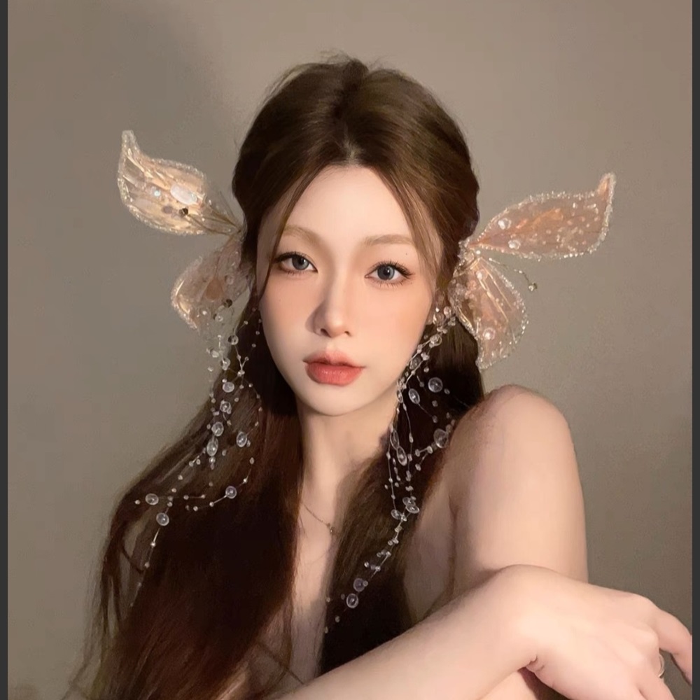블링블링 고급 스팽글 크리스탈 수술 나비집게핀 버터플라이 셀프웨딩 신부헤어 헤어코사지 : 샤방