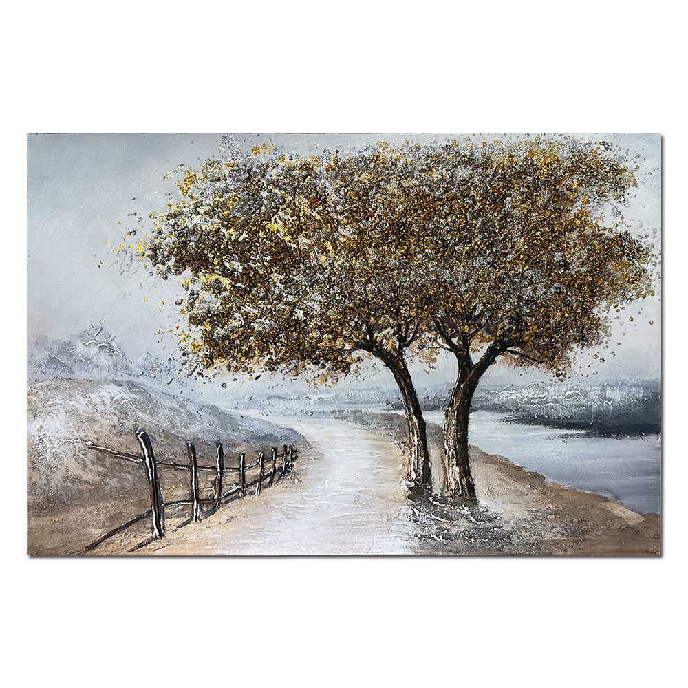 황금 돈나무 호수길 그림 거실 유화 액자 F788B : 화신통상