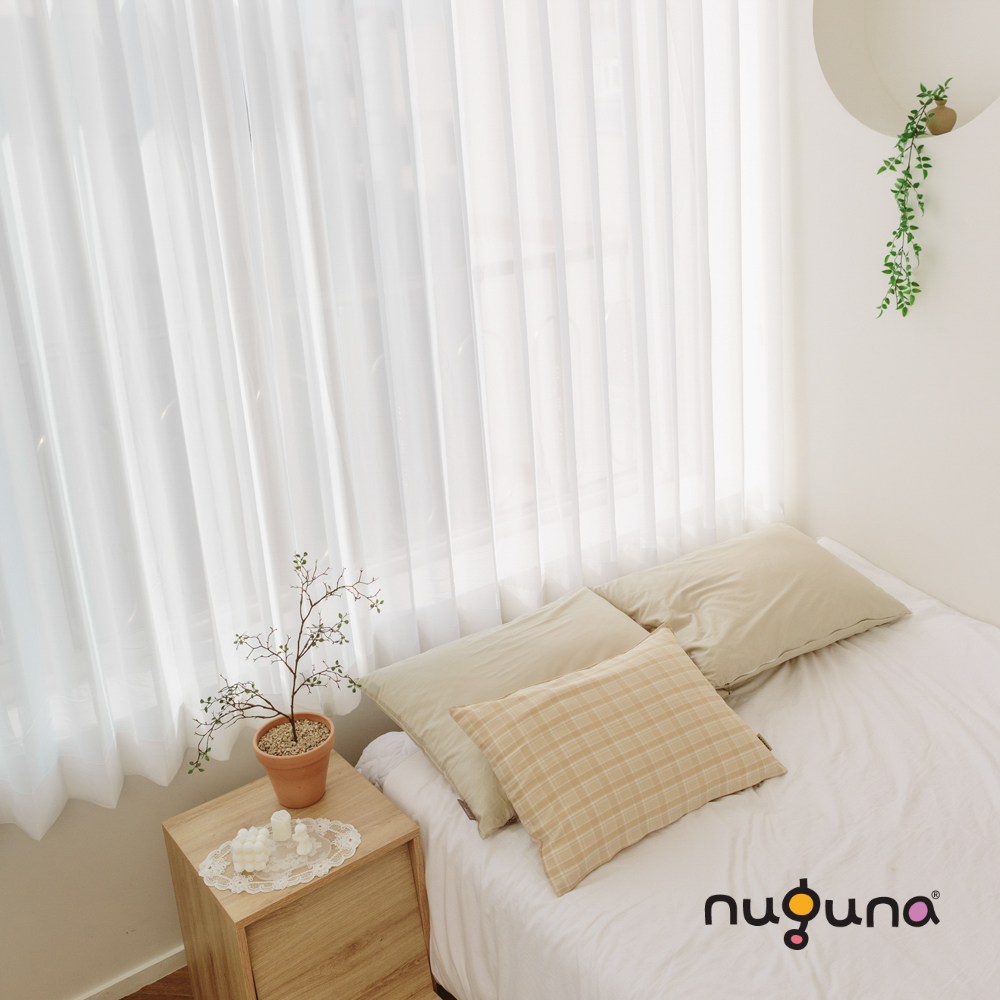 누구나 화이트 쉬폰 커튼 나비주름 인테리어 속지 커튼 화이트 커텐 : NuGuNa