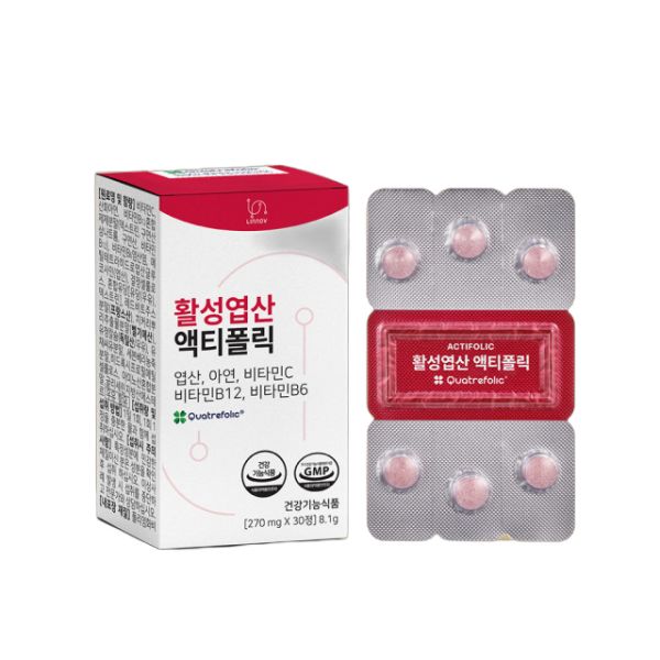 4세대 활성형 엽산 리노브 액티폴릭 620㎍ x 30정 활성엽산 임산부엽산 1021492 4세대 활성엽산 액티폴릭 1BOX : 데일리샵941
