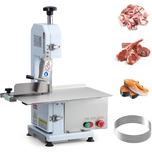 CuisinAid 550W 탄소강 전기 고기톱 뼈 절단기 19.3 길이 x 12 4W 스테인리스강 작업대 6개의 블레이드가 있는 냉동 고기 : 스플롱디