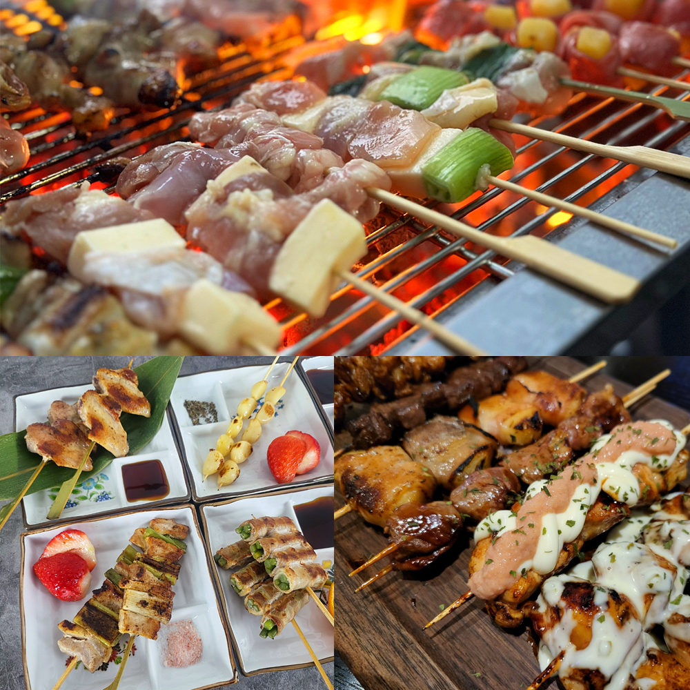 캠핑 요리 수제 닭꼬치 삼겹꼬치 파닭 염통 모듬꼬치 츠쿠네 구이 19종 : 야키팩토리