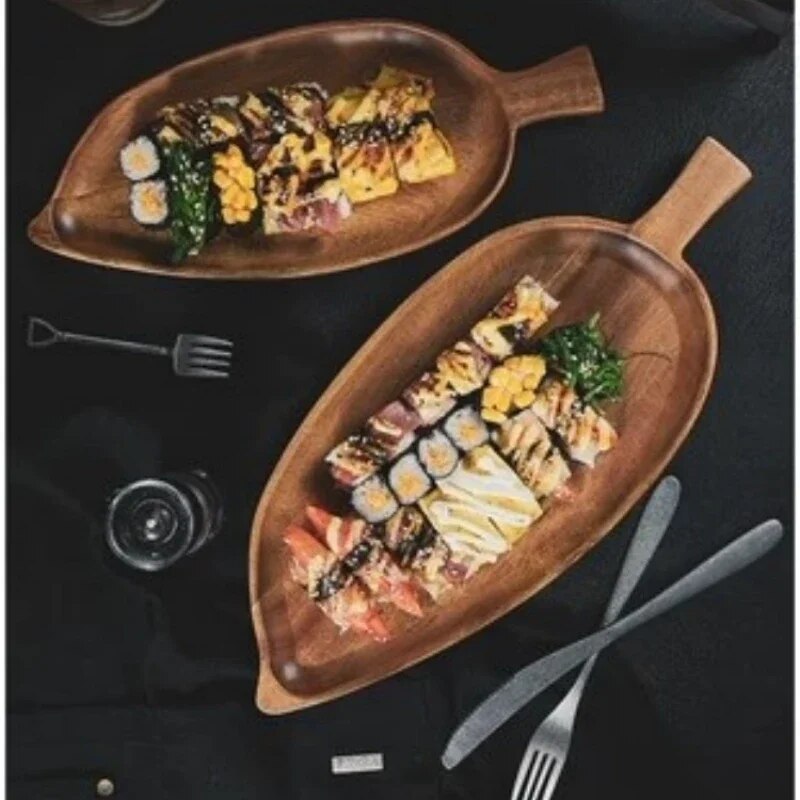 우드트레이 사각트레이 손잡이가 달린 음식 서빙용 나무 커피 디저트 과일 스낵 디저트, 아침 식사 주방 : 슈가 Sugar 앤 연유