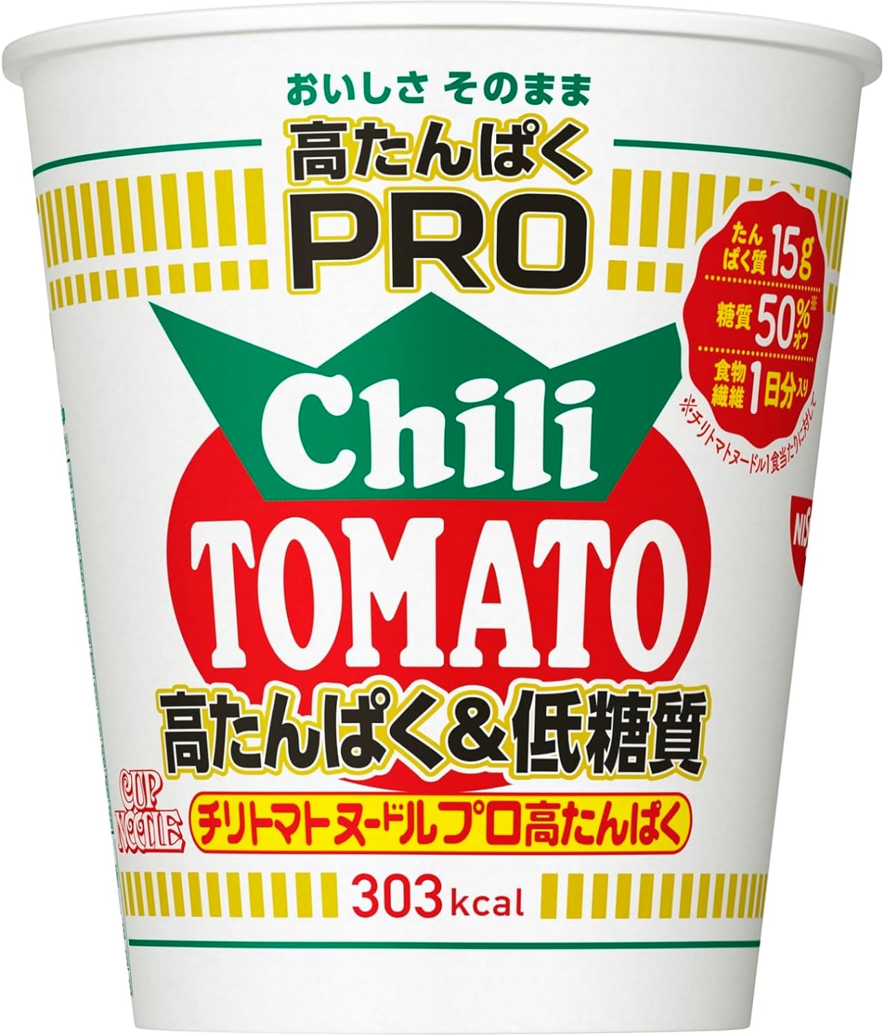 닛신 컵누들 칠리 토마토 프로 일본 컵라면 고단백 저탄수화물 79g 12개 Nissin : 조이빅