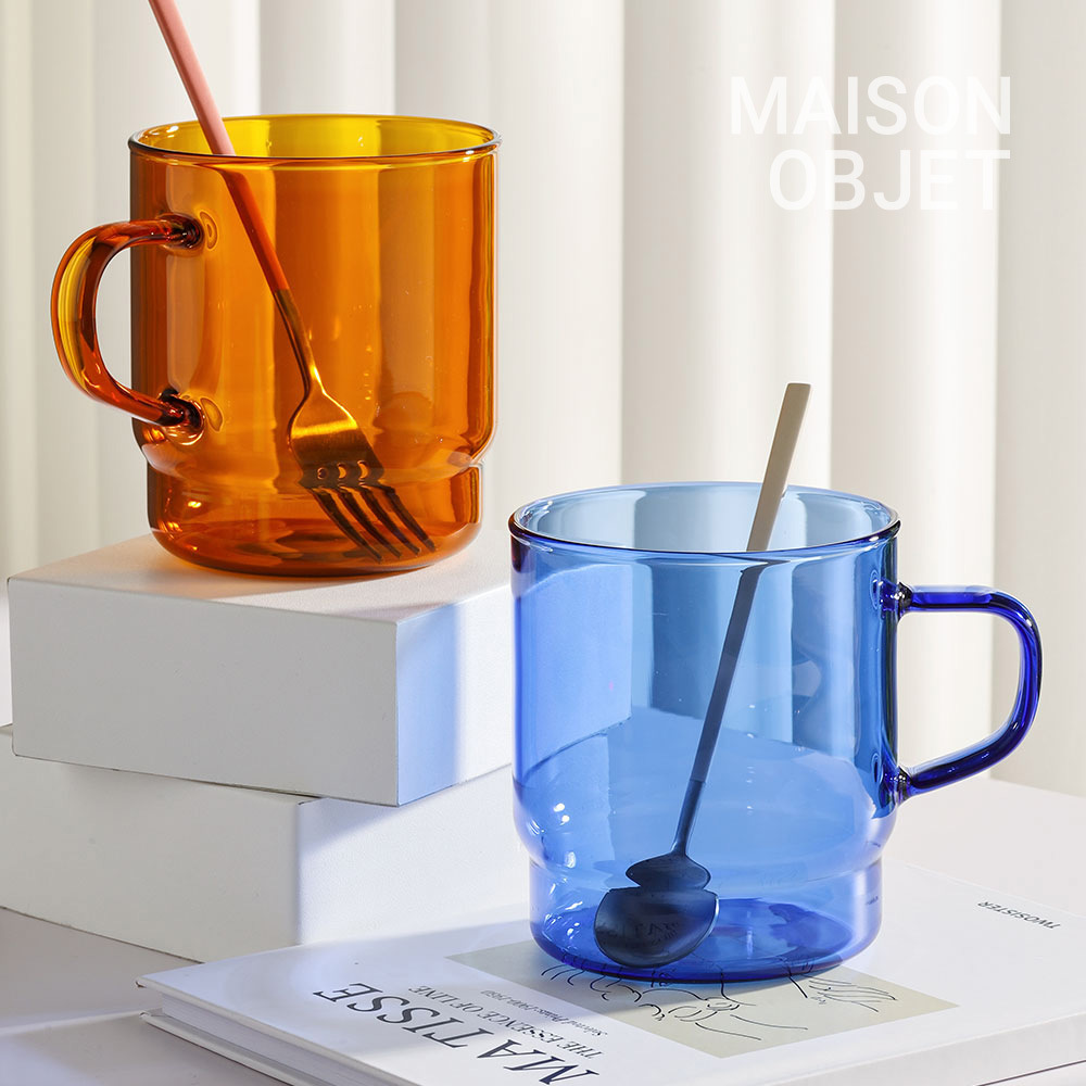 몬즈 스태커블 내열 컬러글라스 유리머그컵 400ml : 윤도자기 연구소