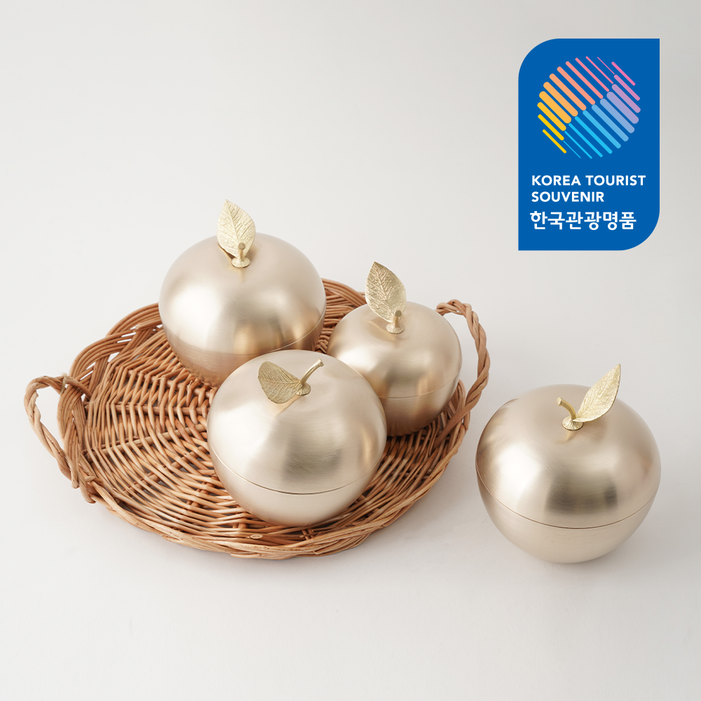 거창유기 방짜 황금 사과 유기 놋 그릇 합 디저트볼(소) 관광 기념품 명장 : 거창유기