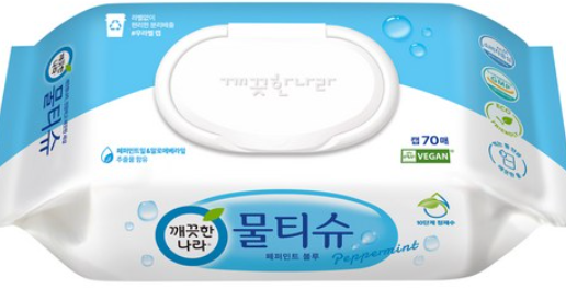 깨끗한나라 페퍼민트 물티슈 대용량 캡형70매20팩 신생아 순한물티슈 : 위키wckey