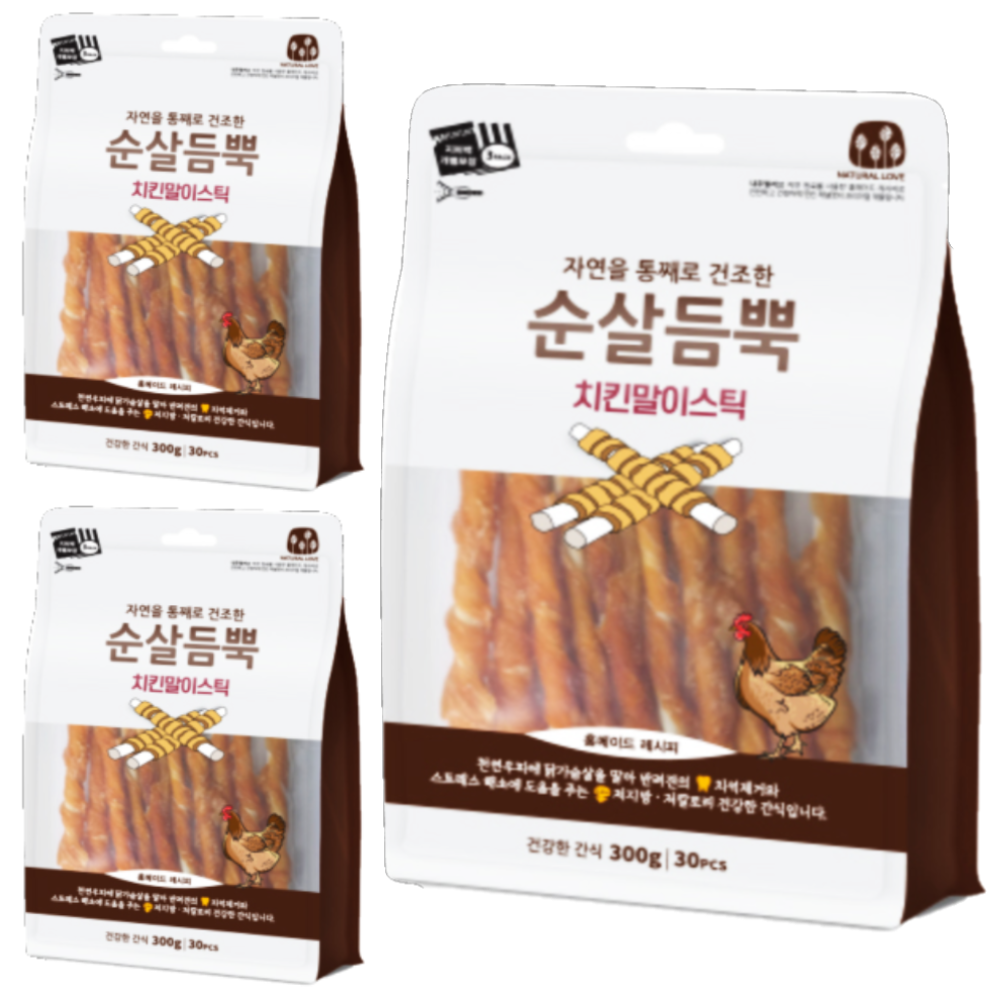 건강한 간식 순살듬뿍 치킨말이 스틱, 300g, 3개 : 주식회사 씨엠몰