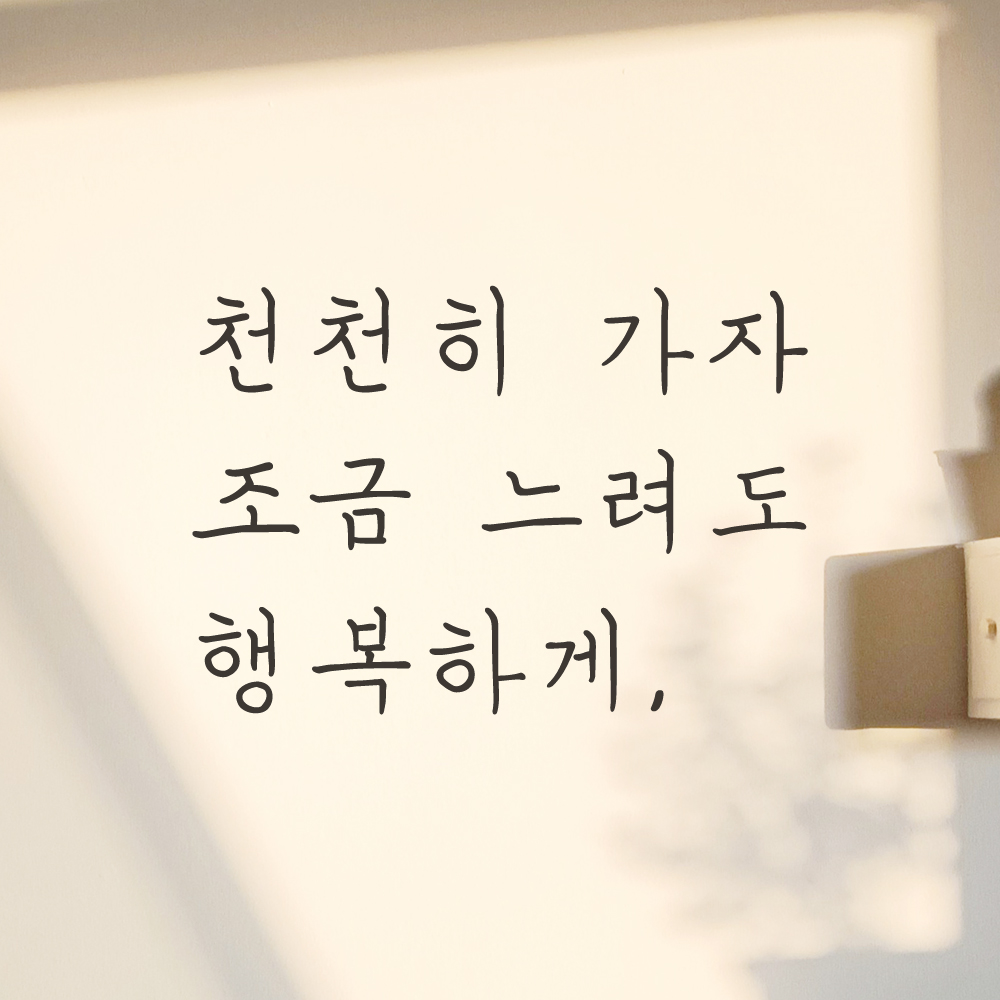 손글씨 레터링 스티커 천천히 가자 조금 느려도 행복하게 LH-049S검정 : 어썸투데이