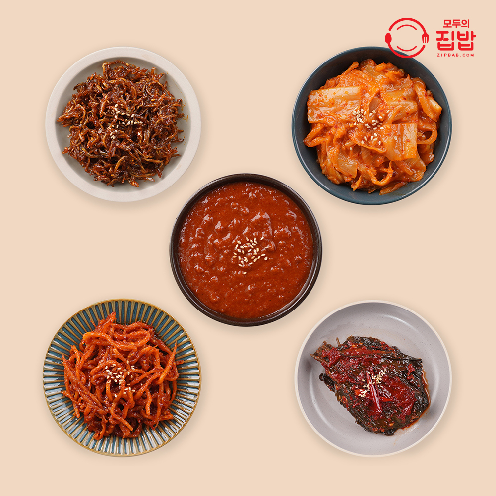 싱글밑반찬5종세트_미니 (안매운반찬세트, 매운반찬세트 선택) : 모두의집밥