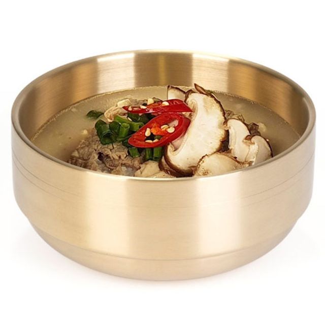 티타늄 대접 이중 국그릇 탕기 면기 식기 17cm 칼국수 비빔기 탕기 비빔밥 대접 냉면기 우동 국수 : 행밤