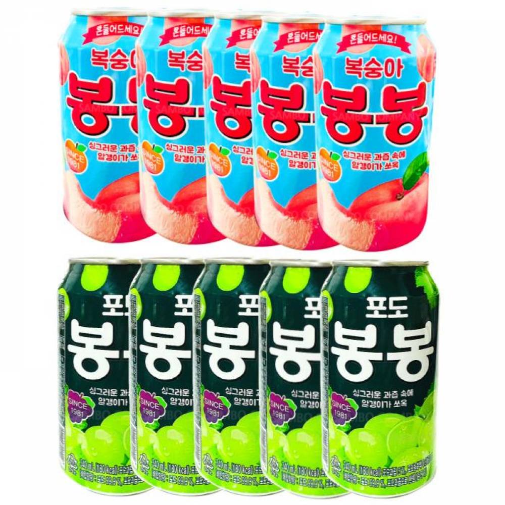 해태봉봉세트 복숭아5캔(340ml) 포도5캔(340ml) : 쿡365식자재
