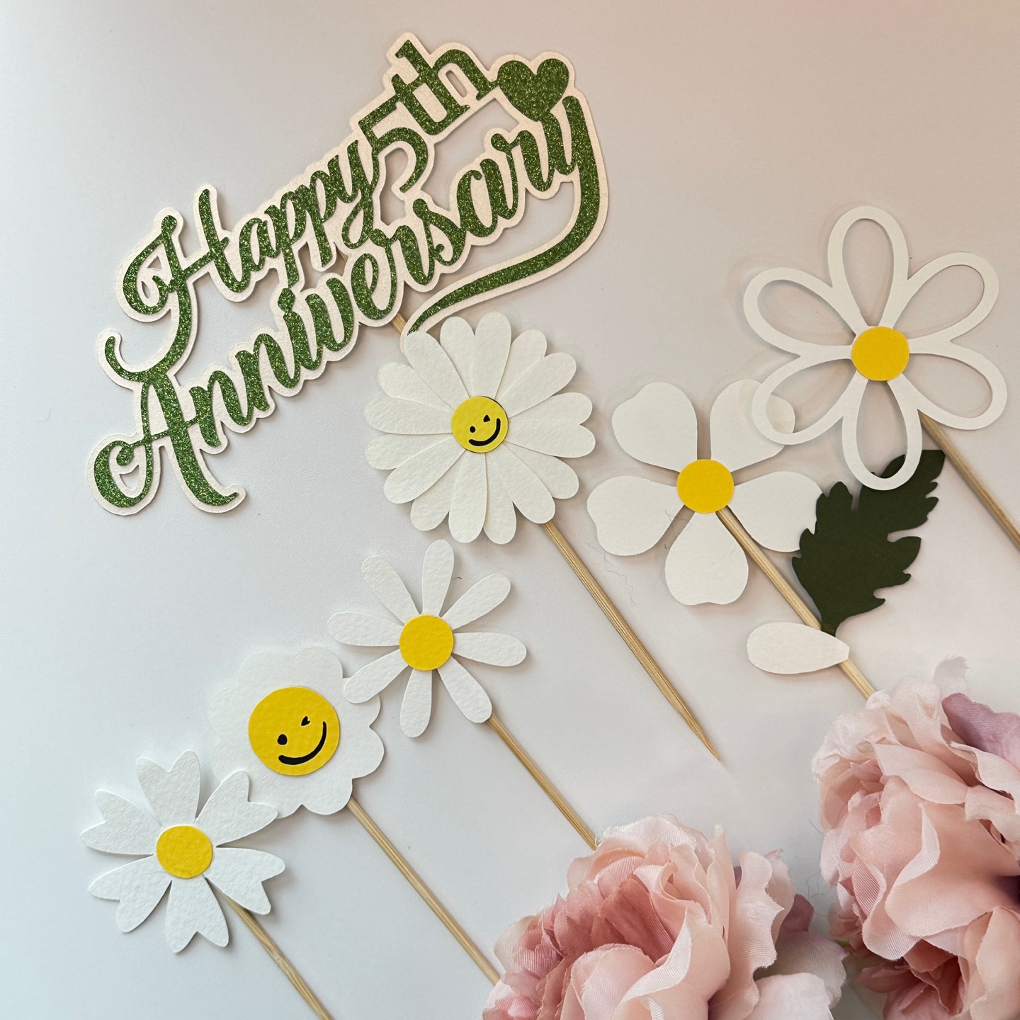 데이지플라워생일토퍼세트 기념일토퍼 케이크 토퍼 : story.topper