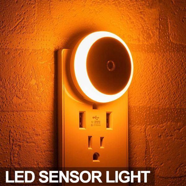 조명 센서 LED 야간 EU/US 플러그인 벽 램프 침실 주방 복도 계단 장식 무선 Warm Light (USB) : 02대흥