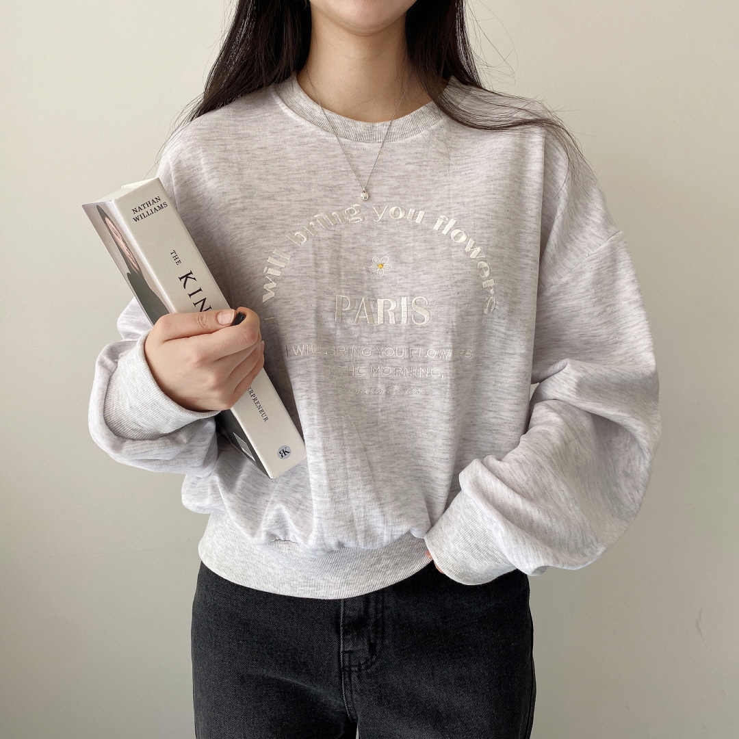 데일리 아방핏 꾸안꾸, 톤온톤 레터링 자수 맨투맨 5color : 스윗라떼