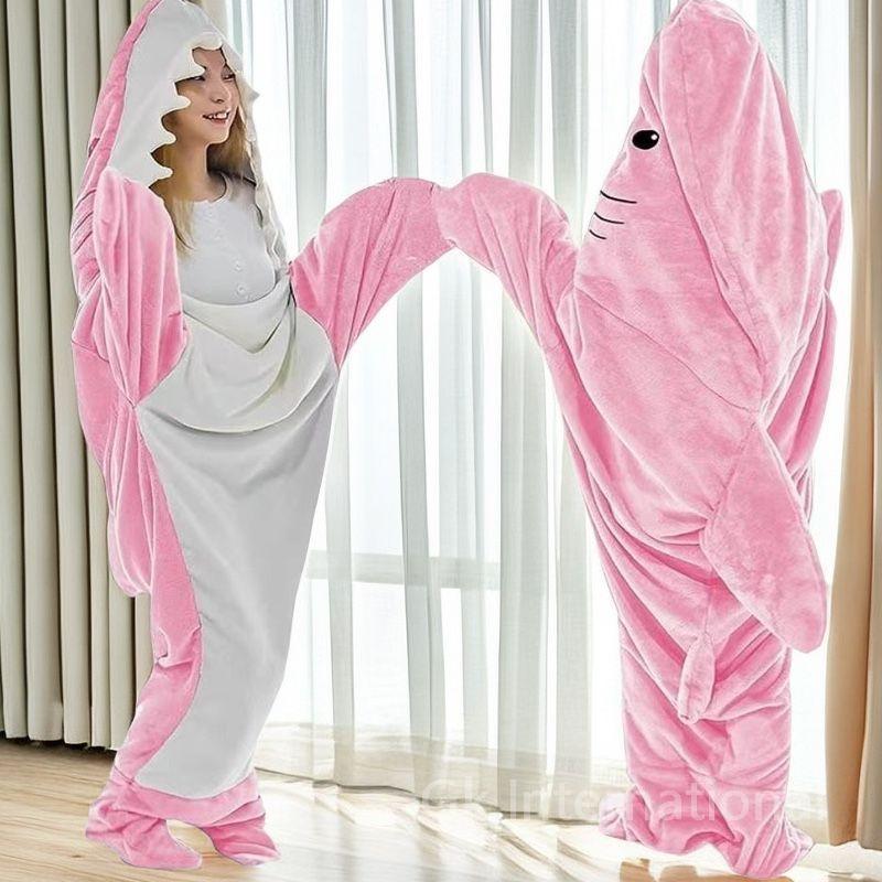 귀여운 상어 잠옷 ~XXXL사이즈 침낭 특이한 파자마 동물잠옷 웃긴 코스프레 킹받는 선물 : 올 지케이