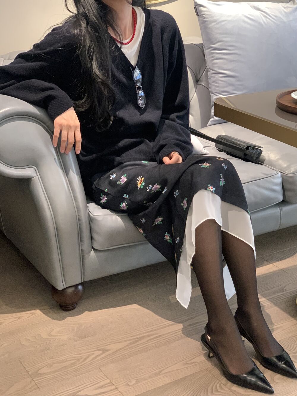 플라워 꽃무니 쉬폰 시폰 레이어드 미디스커트 : 디어멤버