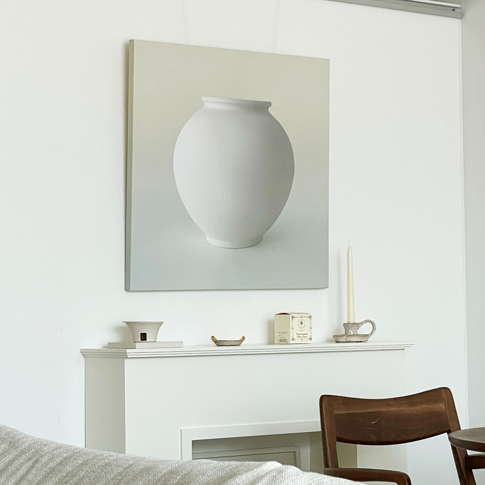 달항아리그림 베이지달항아리 캔버스(천출력)액자 600x600mm : 더캔버스