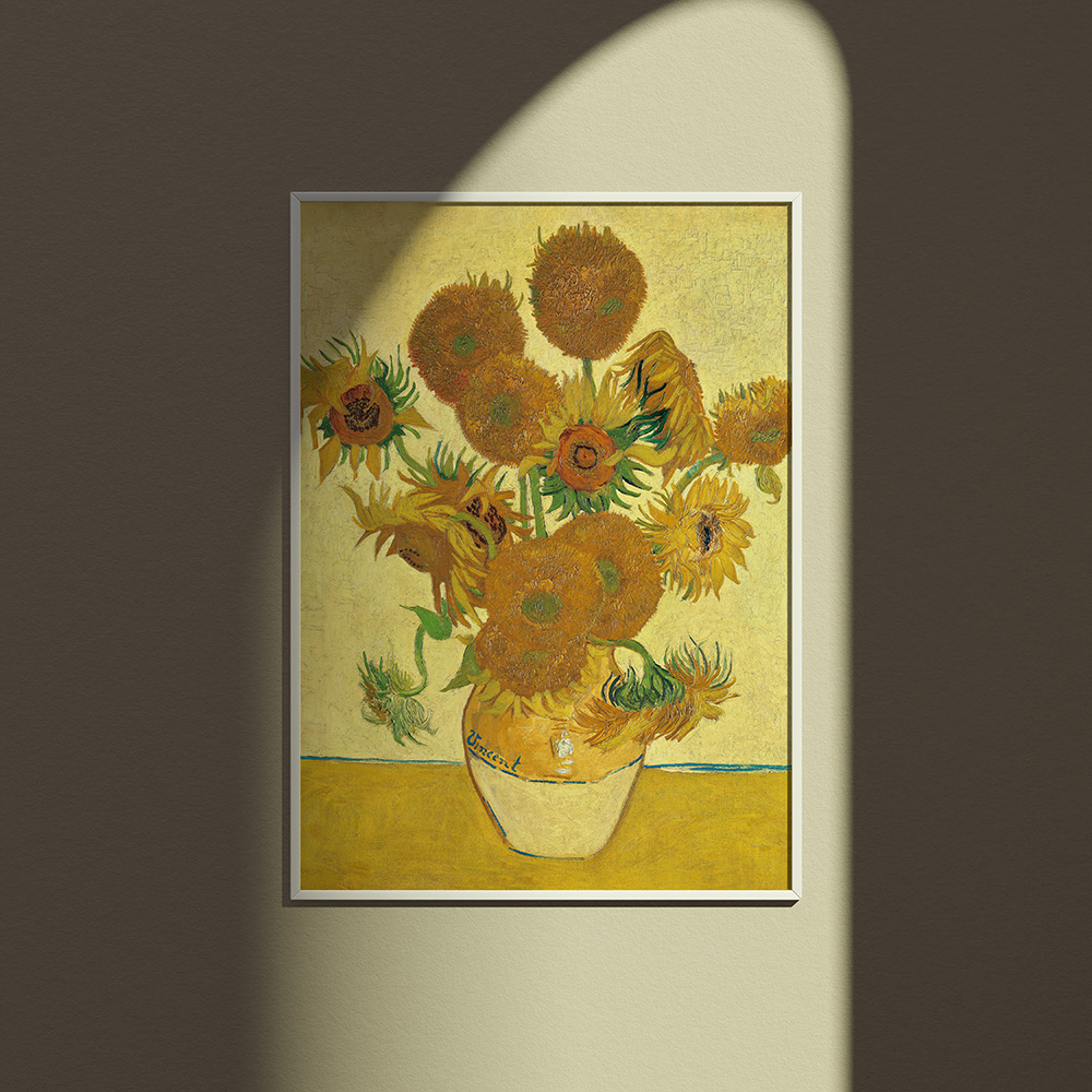 빈센트 반고흐 해바라기 명화 그림 포스터 풍수 인테리어 액자 4x6 : 스웨리움