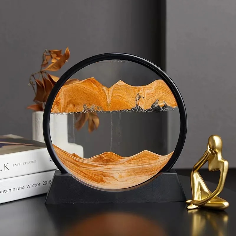 샌드 아트 모래멍 장식  3D 무빙 그림 라운드 유리 깊은 바다 풍경 모래 시계 퀵샌드 공예 흐르는 사무실 홈 선물 : 얄리상점