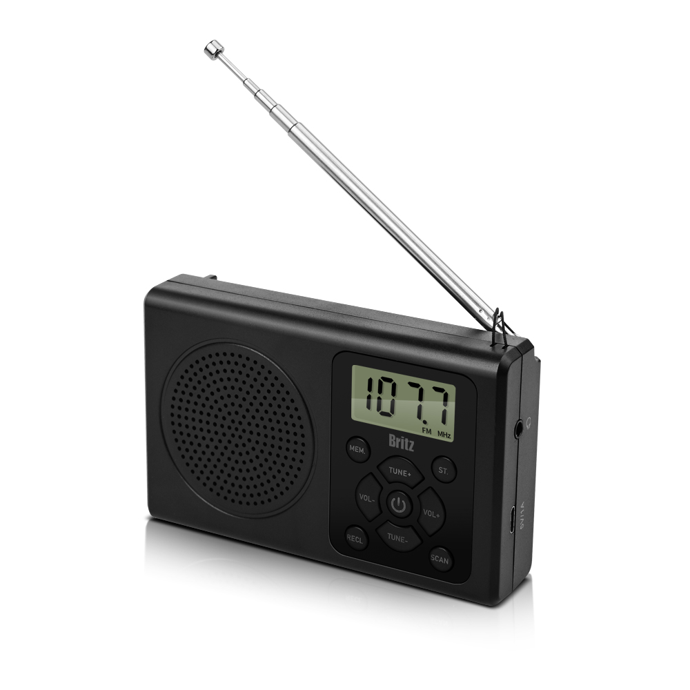 [이벤트중] 브리츠 BZ-R120 블랙 휴대용 FM라디오 시계 ( 50개이상 무료인쇄 ) : Britz 판촉 기프트몰
