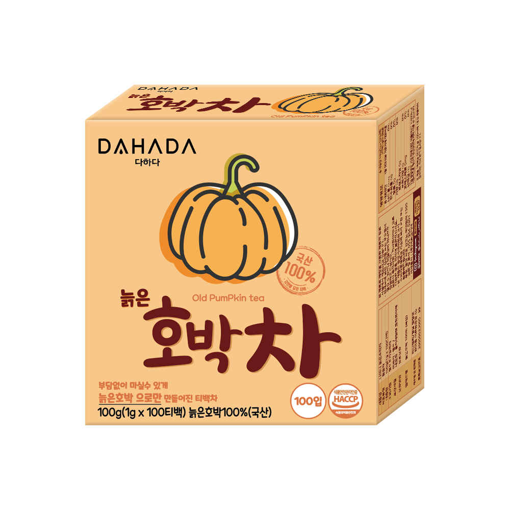 다하다 늙은호박차 100티백, 1g, 국산 늙은 호박100% : 다하다 허브앤티 스토어