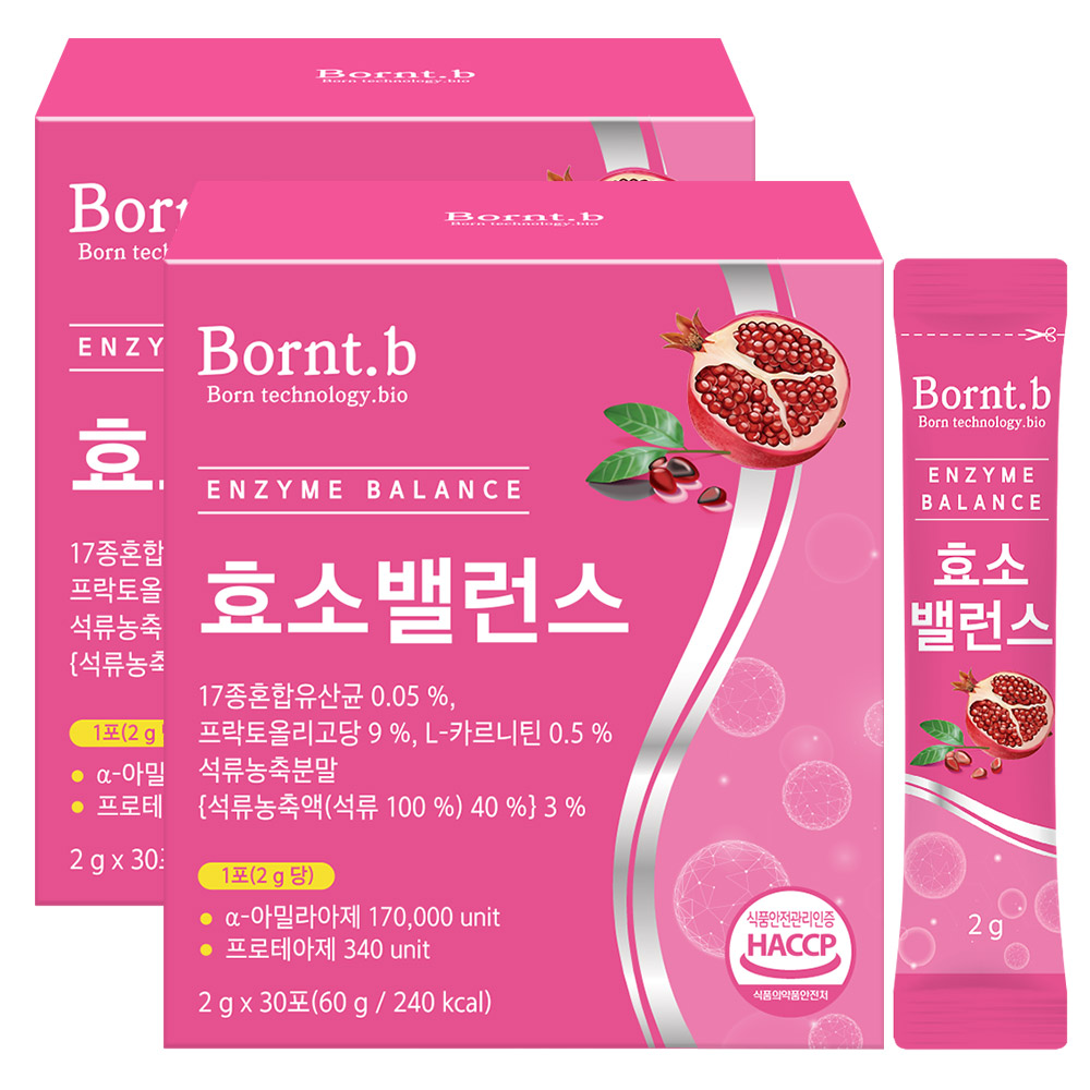 본트비 효소 밸런스 효소 5종 유산균 함유 아밀라아제 프로테아제 석류맛 30포 : 본트비