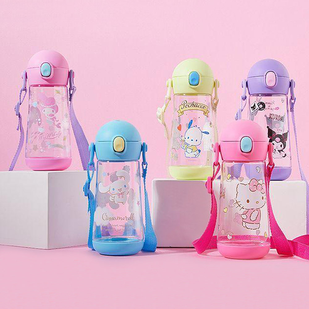 포차코 더보틀 원터치 어깨끈 트라이탄 물통 470ml/어린이 휴대물병/이중 잠금 : 엠디캣
