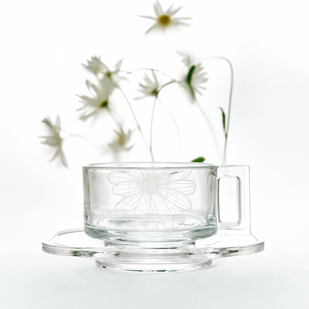 [마르디메크르디X아르노글래스] 컵앤소서 마르디 플라워 2 set : ARNO GLASS