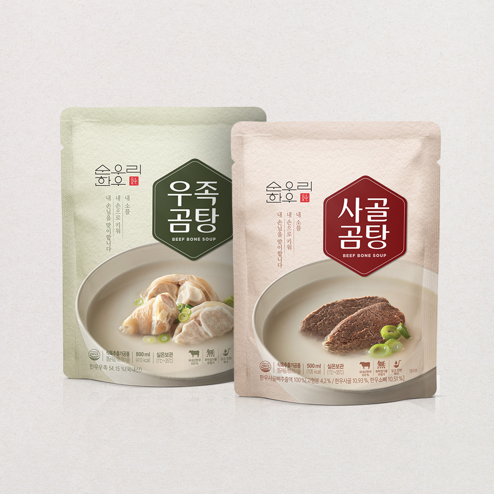 순우리한우 우족곰탕2팩 사골곰탕4팩 선물세트 총 6팩 : 순우리한우
