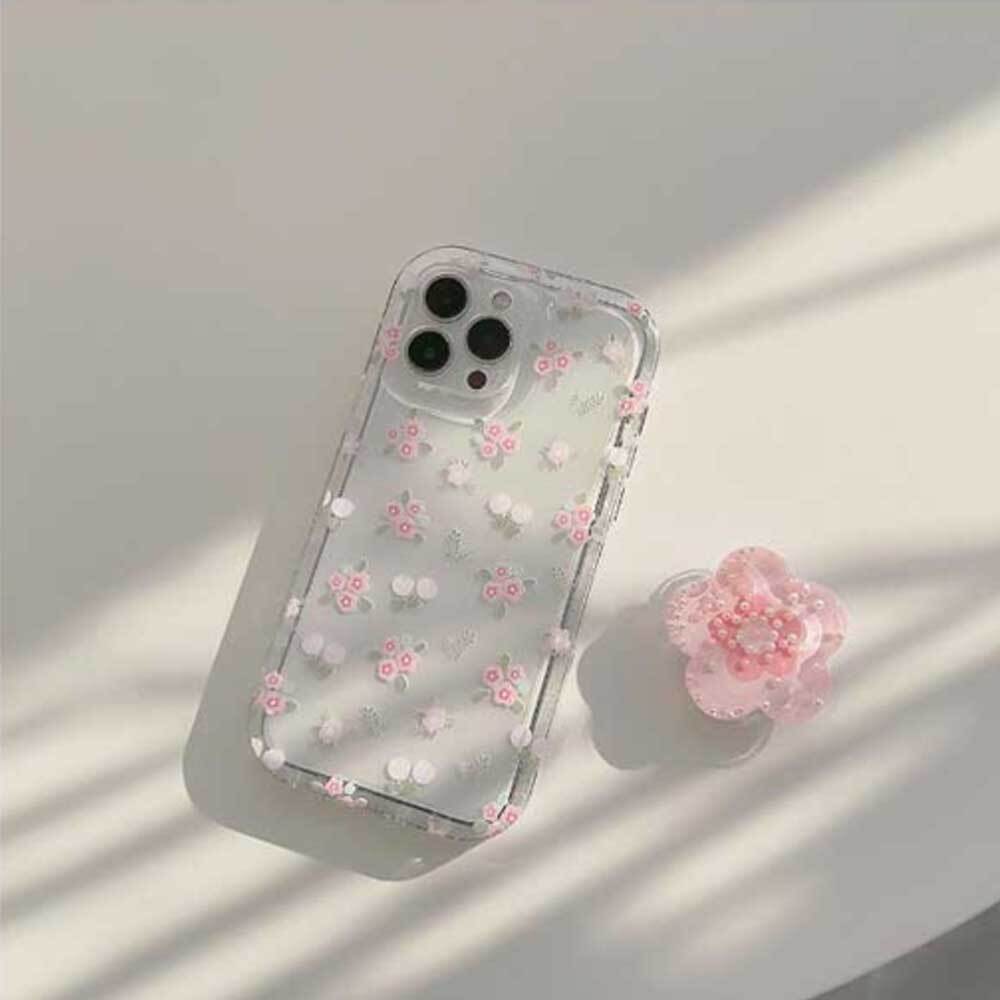 iphone 아이폰 15 14 프로 프로맥스 투명 플라워 꽃 스마트톡 폰케이스 : 그린-나래