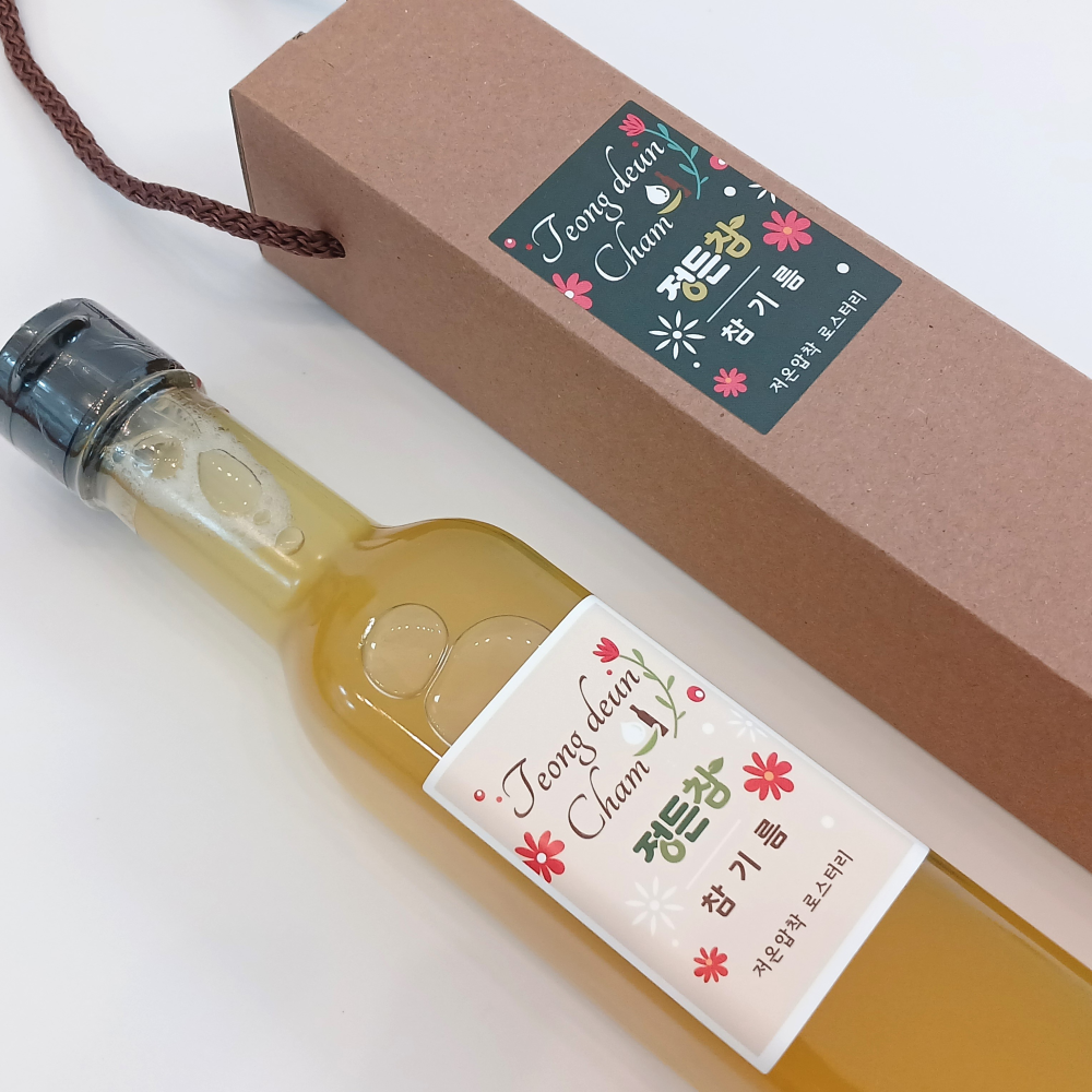 정든참 저온압착 참기름 250ml 실속형 선물포장 중국산 통참깨100% : 정든참