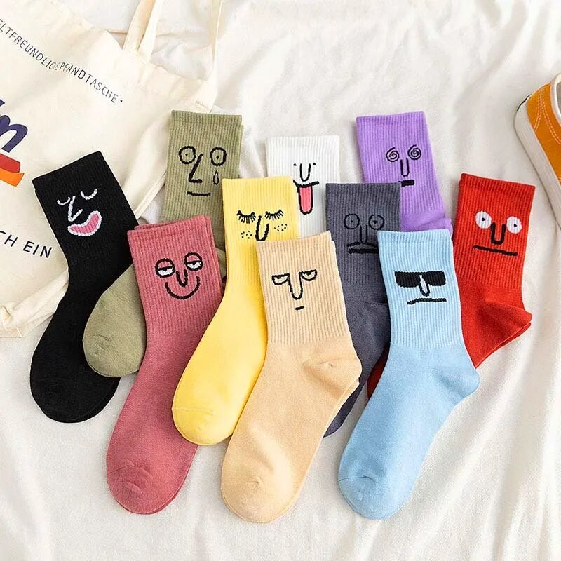 웃긴양말 여성용 캔디 컬러 캐주얼 재미있는 양말 펑키 트렌드 귀여운 소녀 유니섹스 서프라이즈 미드 여성 크루 1 쌍 : 호호호컴퍼니