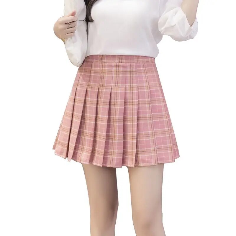 가을 주름 미니 테니스 체크 봄 하이 웨이스트 짧은 스커트 치마 플리츠 여성 플리티드 : 피터의마켓