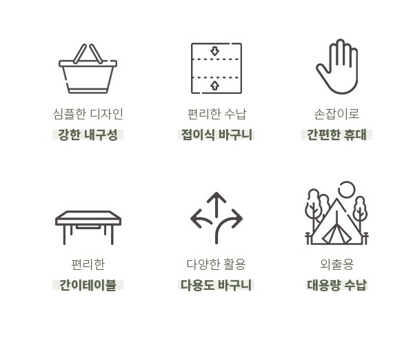 캠핑테이블 2in1 바스켓 바구니 접이식테이블 감성캠핑용품 피크닉 낚시 : 쏘이쏠