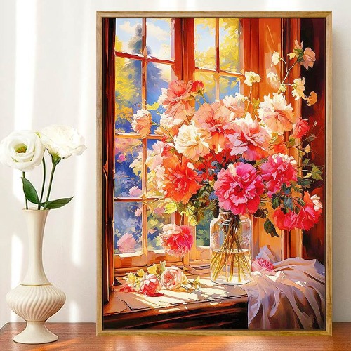 (프패)창가꽃풍경 가로40 세로57cm-11ct전체수-실로하는 : 십자수 사랑