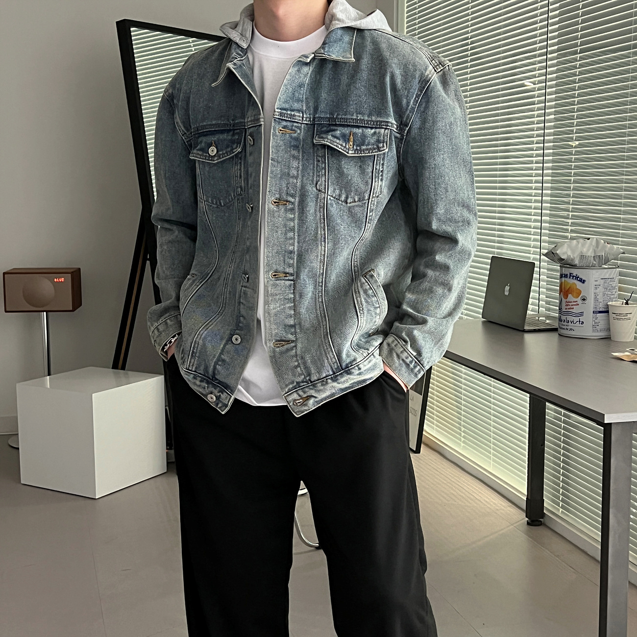 New 본스 후드 탈부착 청자켓 : 치트키