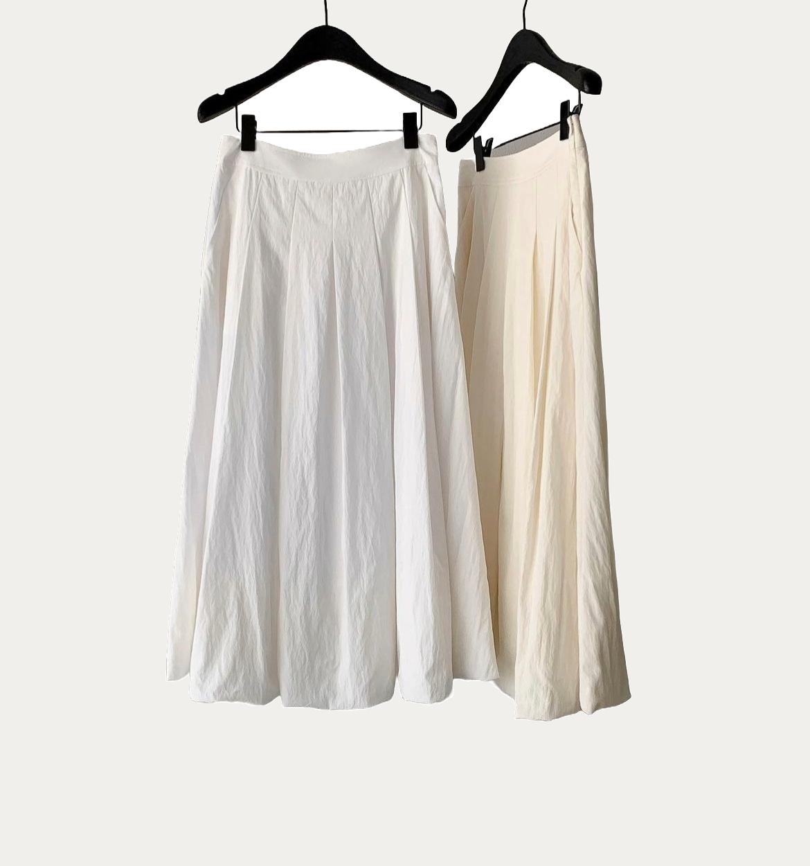 SALE 크림 S 당일 / ounce 온스 벌룬 핀턱 스커트 A라인 주름 롱치마 (2 color) : 바이안 bei-an