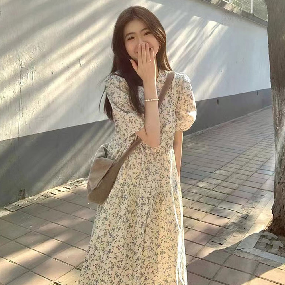 디어로우 사파니 플라워 퍼프 원피스 : Dearlow