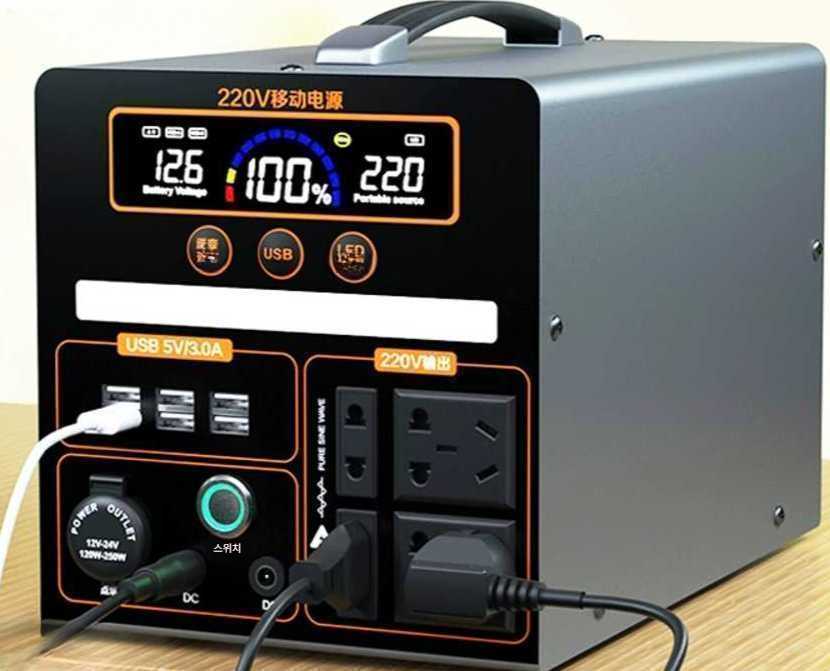 리튬 인산철 배터리 1000W 대용량 파워뱅크 밧데리 비상 1000W 사인파 (130만 mA) 1800w : 밤부처럼