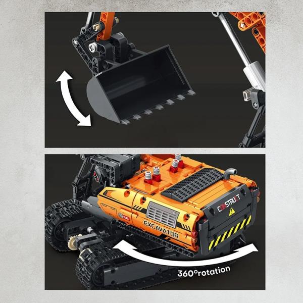 레고조립호환커스텀 파워펑션 테크닉클래식 레고모터 Reobrix-22003 기계 굴삭기 엔지니어링 시리즈, RC 자동차 앱 원격 제어 기술 퍼즐 조립... 