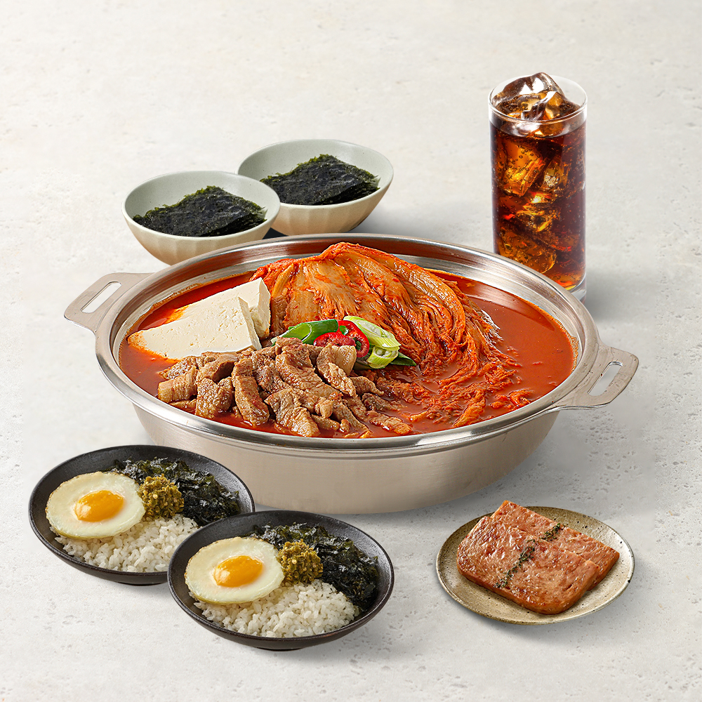 [기프트레터] [청년찌개] 돼지김치찌개 2인+계란대접밥2개+스팸2조각+도시락김2개+콜라500m 교환권 : 기프트엔