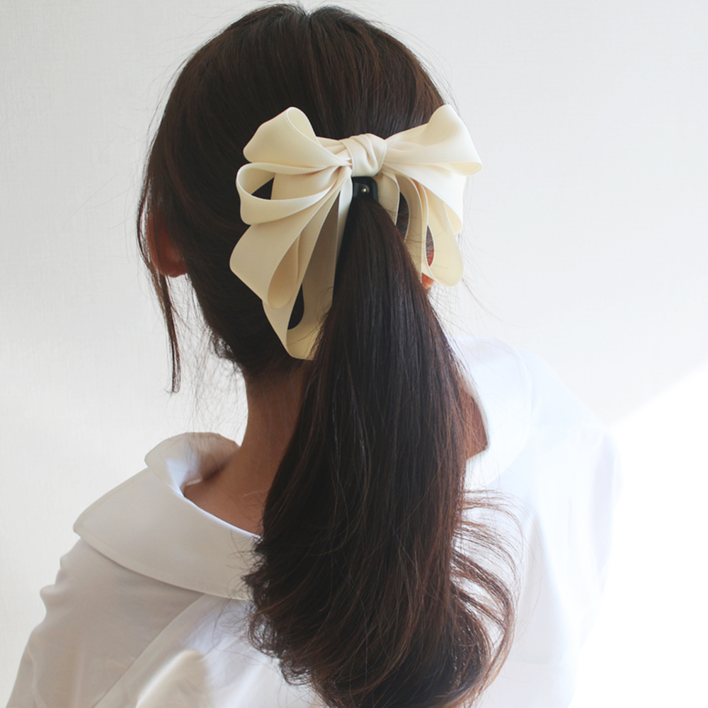 왕리본바나나핀 핸드메이드리본핀 헤어 집게삔 포니테일 머리핀 : 당당리본