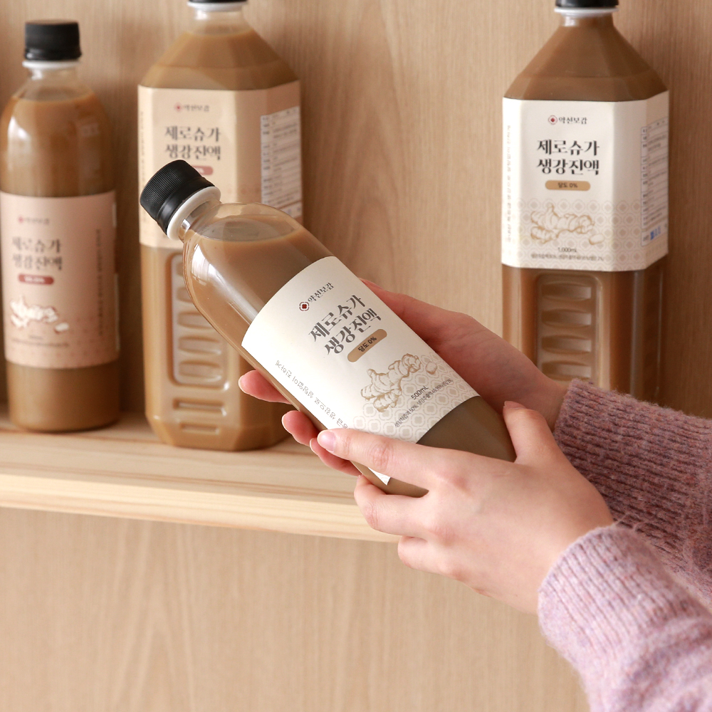 [약선보감] 국내산 수제 생강청 차 진액 제로슈가 500ml 단맛 0% : 우리꽃 연구소