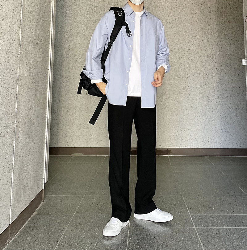 LAINE 컴포터블 세미와이드 슬랙스 : 에이멜